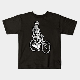 White Vintage Bicycle Cyclists Kids T-Shirt